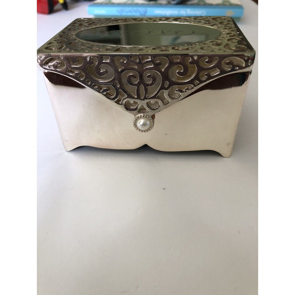 Things Remembered Silver Plated Filigree Keepsake Jewelry Box XOXO